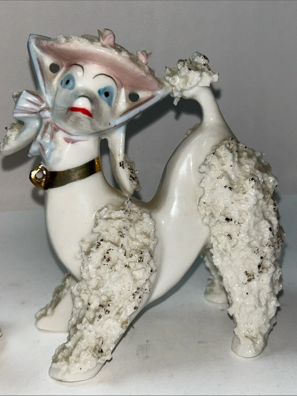 1950’s Spaghetti Trim Poodle With Pup No leash Porcelain